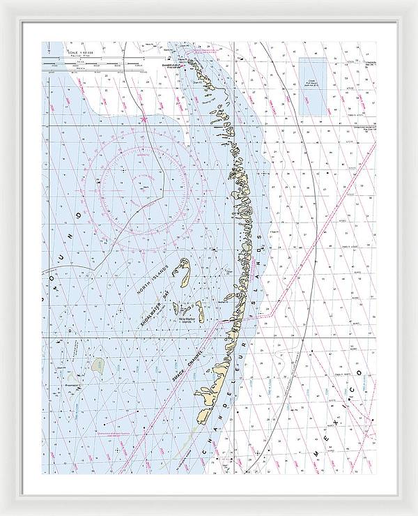 Chandeleur Islands-louisiana Nautical Chart - Framed Print