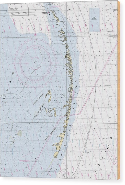 Chandeleur Islands-Louisiana Nautical Chart Wood Print