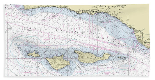 Channel Islands California Nautical Chart - Beach Towel