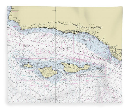 Channel Islands California Nautical Chart Blanket