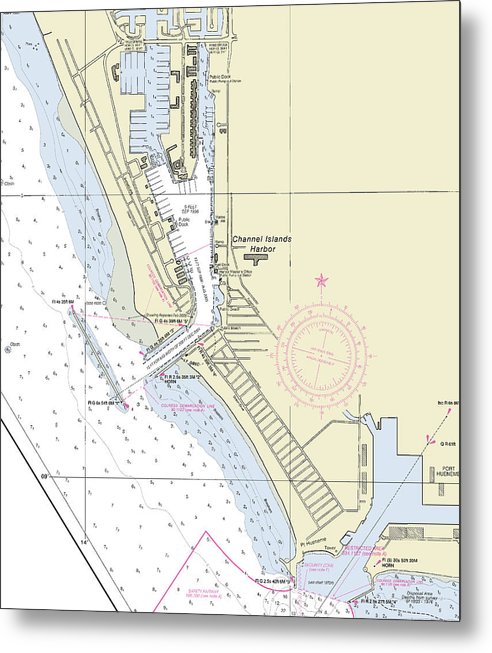 A beuatiful Metal Print of the Channel Islands Harbor California Nautical Chart - Metal Print by SeaKoast.  100% Guarenteed!