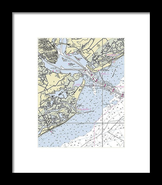 Charleston Harbor South Carolina Nautical Chart - Framed Print