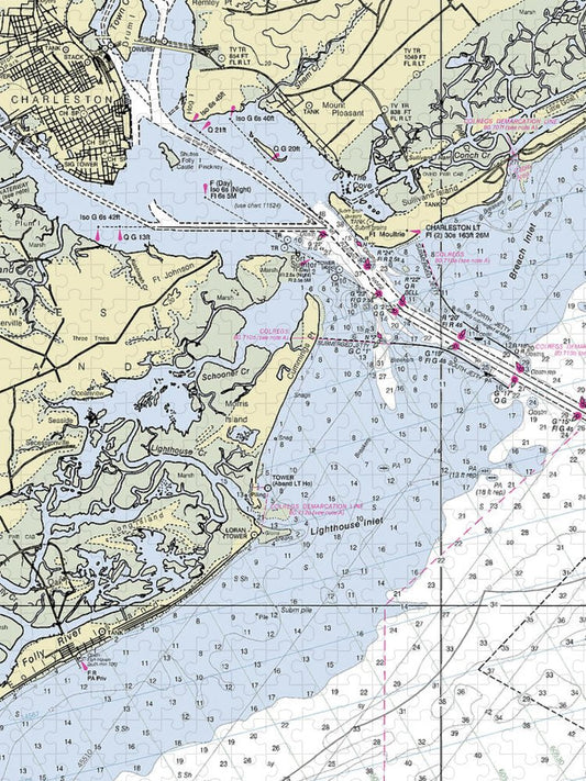 Charleston Harbor South Carolina Nautical Chart Puzzle