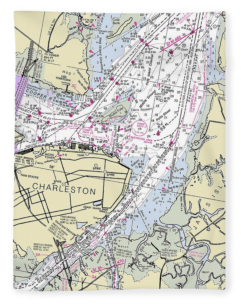 Charleston South Carolina Nautical Chart - Blanket