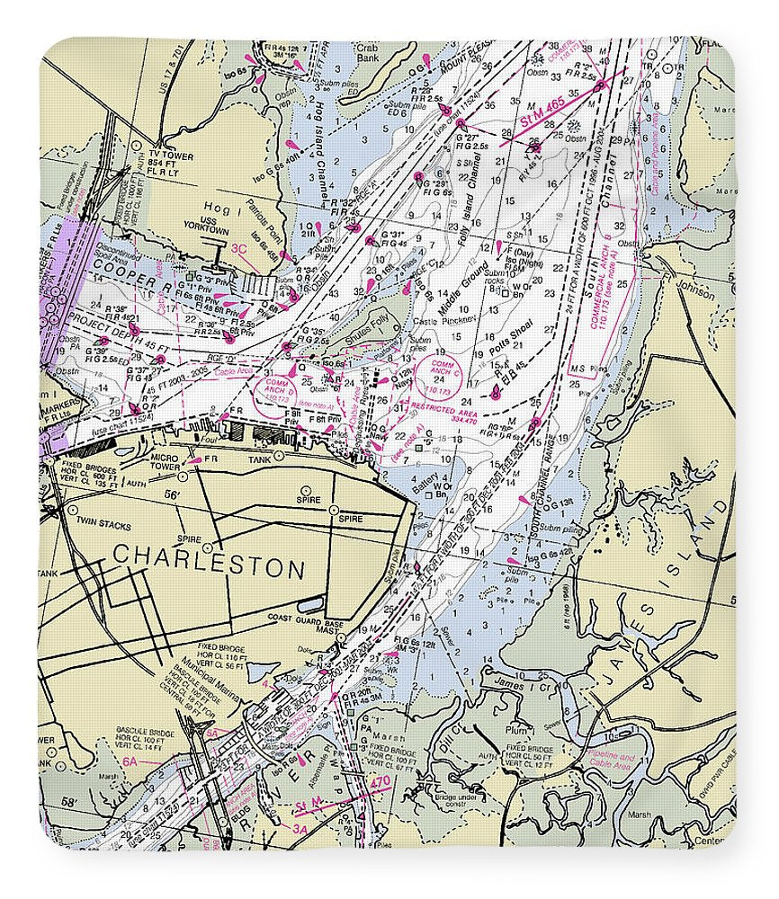 Charleston South Carolina Nautical Chart - Blanket