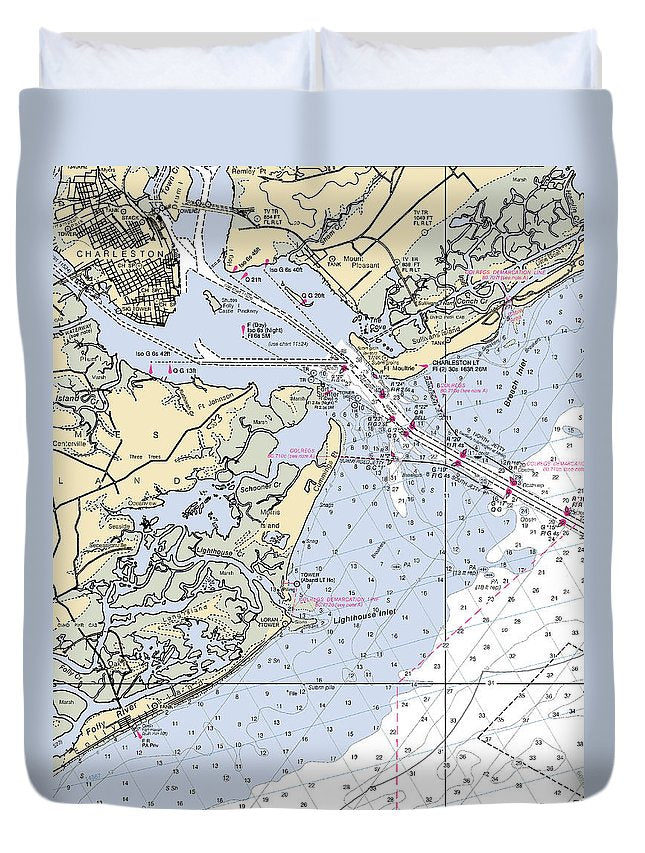 Charleston -south Carolina Nautical Chart _v2 - Duvet Cover