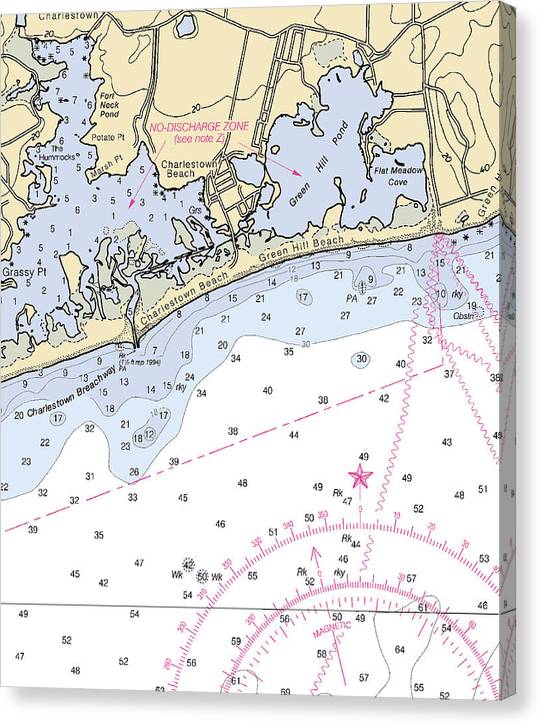 Charlestown-Rhode Island Nautical Chart Canvas Print