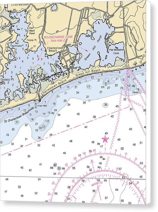 Charlestown-rhode Island Nautical Chart - Canvas Print