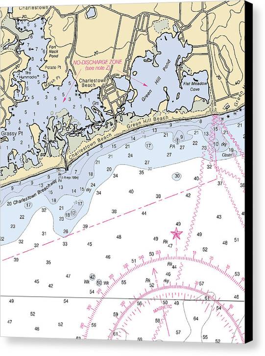 Charlestown-rhode Island Nautical Chart - Canvas Print