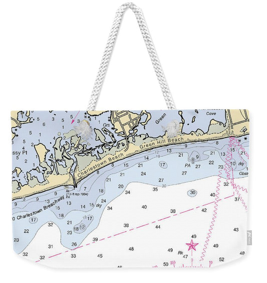 Charlestown-rhode Island Nautical Chart - Weekender Tote Bag
