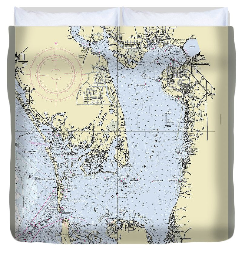 Charlotte Harbor Florida Nautical Chart Duvet Cover