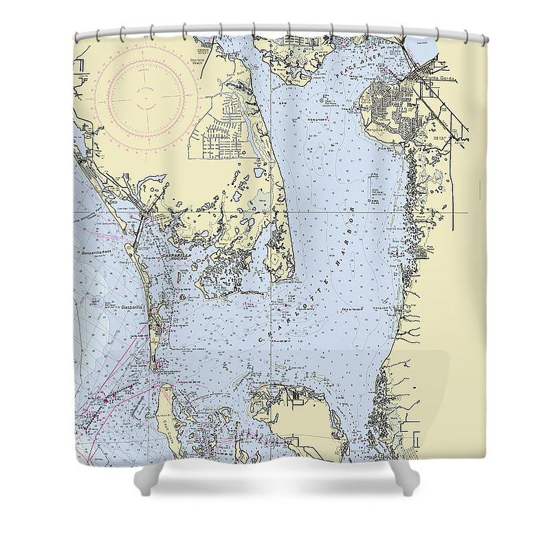 Charlotte Harbor Florida Nautical Chart Shower Curtain