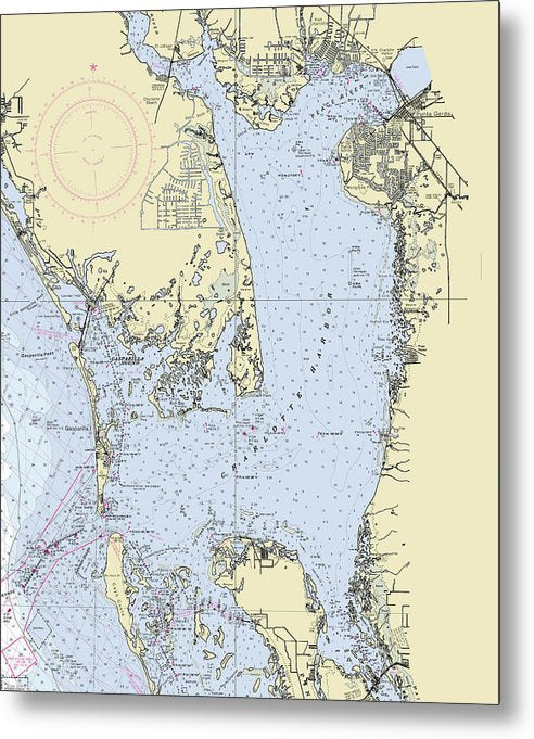 A beuatiful Metal Print of the Charlotte Harbor Florida Nautical Chart - Metal Print by SeaKoast.  100% Guarenteed!