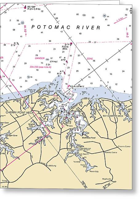 Cherry Point Neck-virginia Nautical Chart - Greeting Card