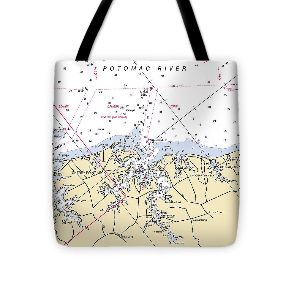 Cherry Point Neck-virginia Nautical Chart - Tote Bag