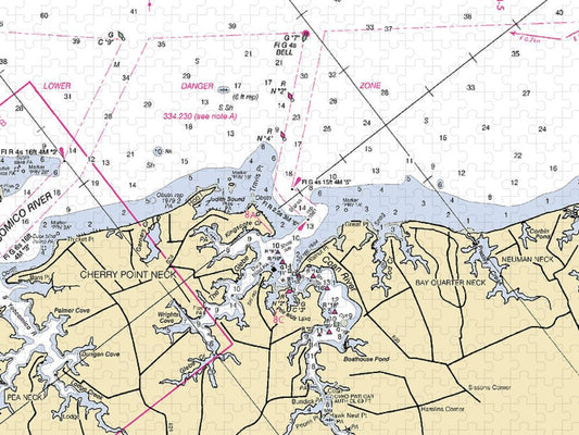 Cherry Point Neck Virginia Nautical Chart Puzzle