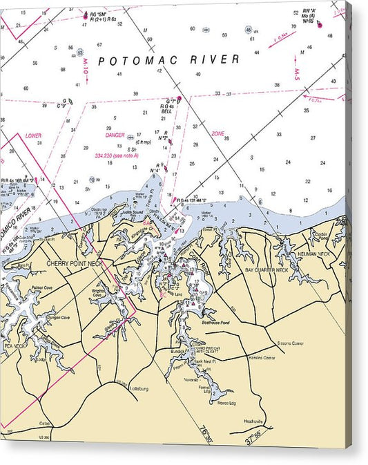 Cherry Point Neck-Virginia Nautical Chart  Acrylic Print