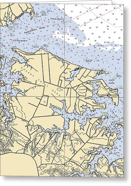 Cherry Point Neck -virginia Nautical Chart _v2 - Greeting Card