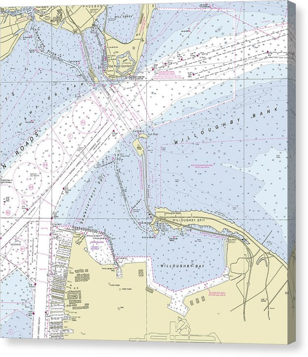 Chesapeake Bay Bridge Hampton Roads Virginia Nautical Chart Canvas Print