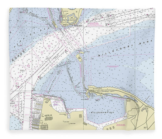 Chesapeake Bay Bridge Hampton Roads Virginia Nautical Chart Blanket