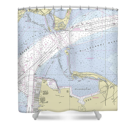 Chesapeake Bay Bridge Hampton Roads Virginia Nautical Chart Shower Curtain