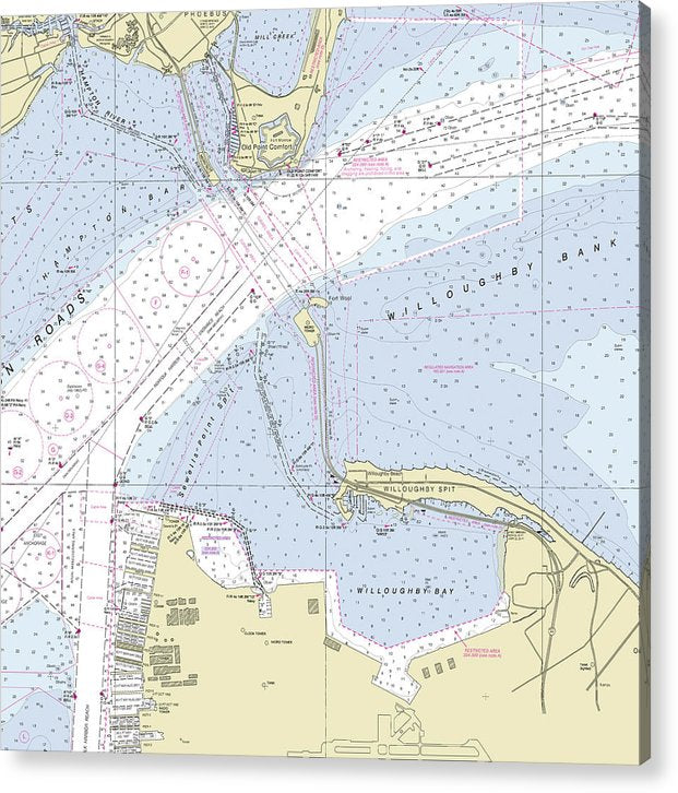 Chesapeake Bay Bridge Hampton Roads Virginia Nautical Chart  Acrylic Print