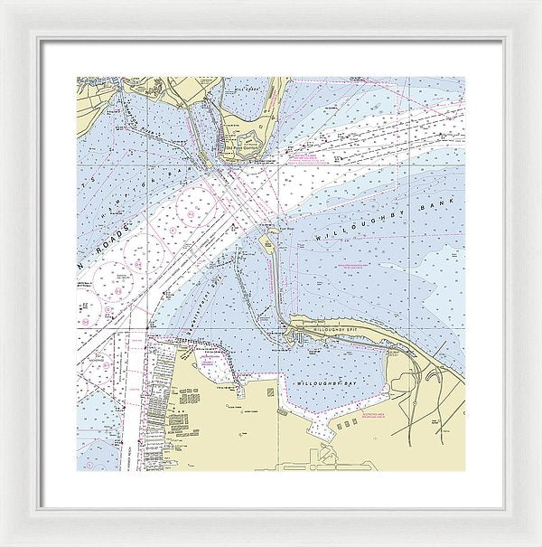 Chesapeake Bay Bridge Hampton Roads Virginia Nautical Chart - Framed Print