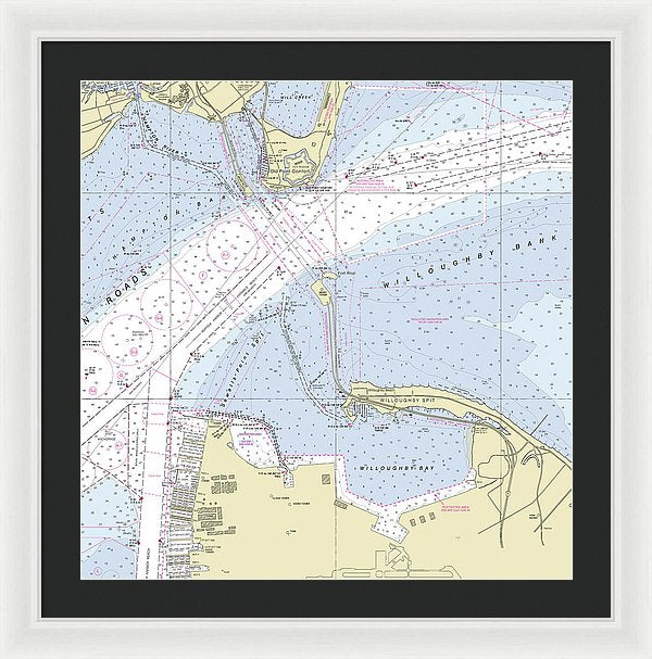 Chesapeake Bay Bridge Hampton Roads Virginia Nautical Chart - Framed Print