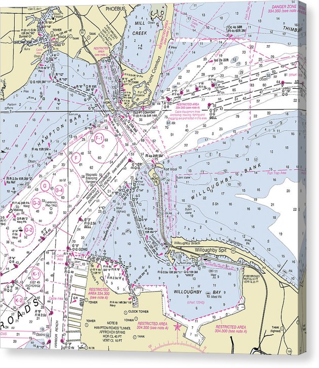 Chesapeake Bay Bridge Virginia Nautical Chart Canvas Print