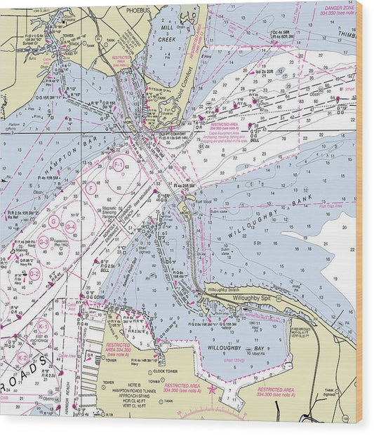 Chesapeake Bay Bridge Virginia Nautical Chart Wood Print