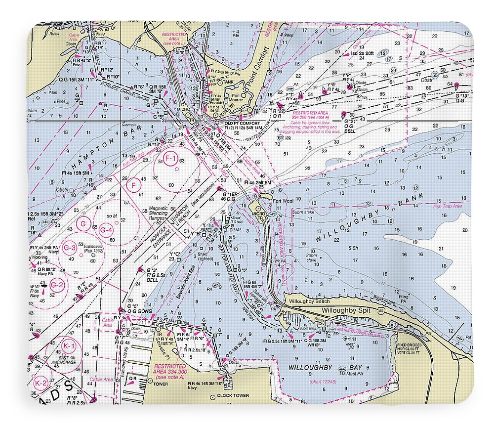 Chesapeake Bay Bridge Virginia Nautical Chart - Blanket