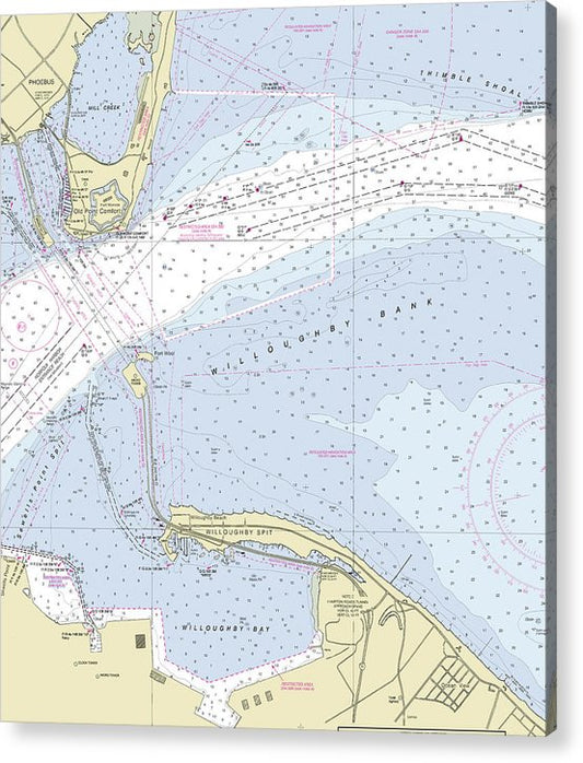 Chesapeake Bay Bridge Willoughby Bank Virginia Nautical Chart  Acrylic Print