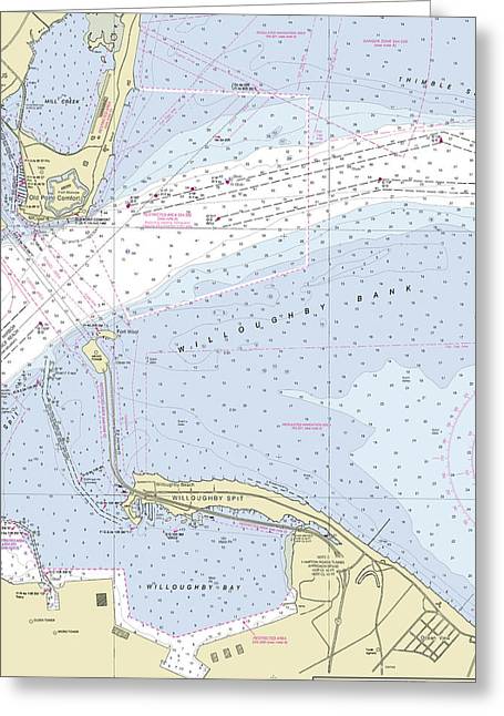 Chesapeake Bay Bridge Willoughby Bank Virginia Nautical Chart - Greeting Card