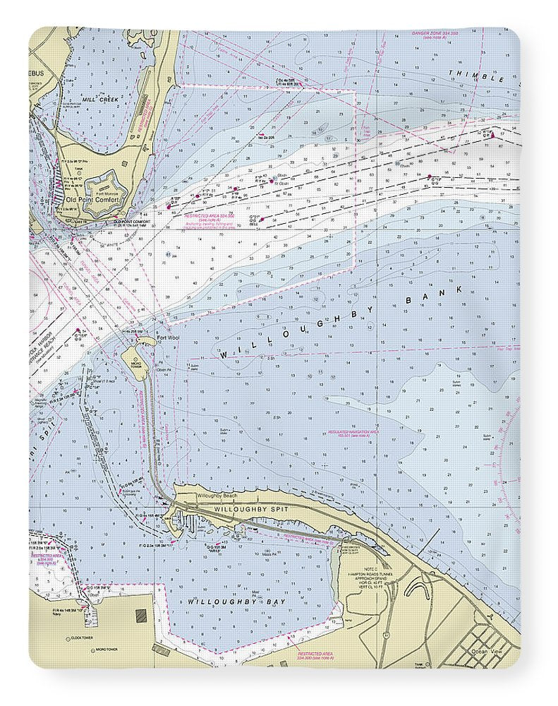 Chesapeake Bay Bridge Willoughby Bank Virginia Nautical Chart - Blanket