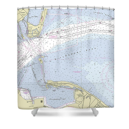 Chesapeake Bay Bridge Willoughby Bank Virginia Nautical Chart Shower Curtain