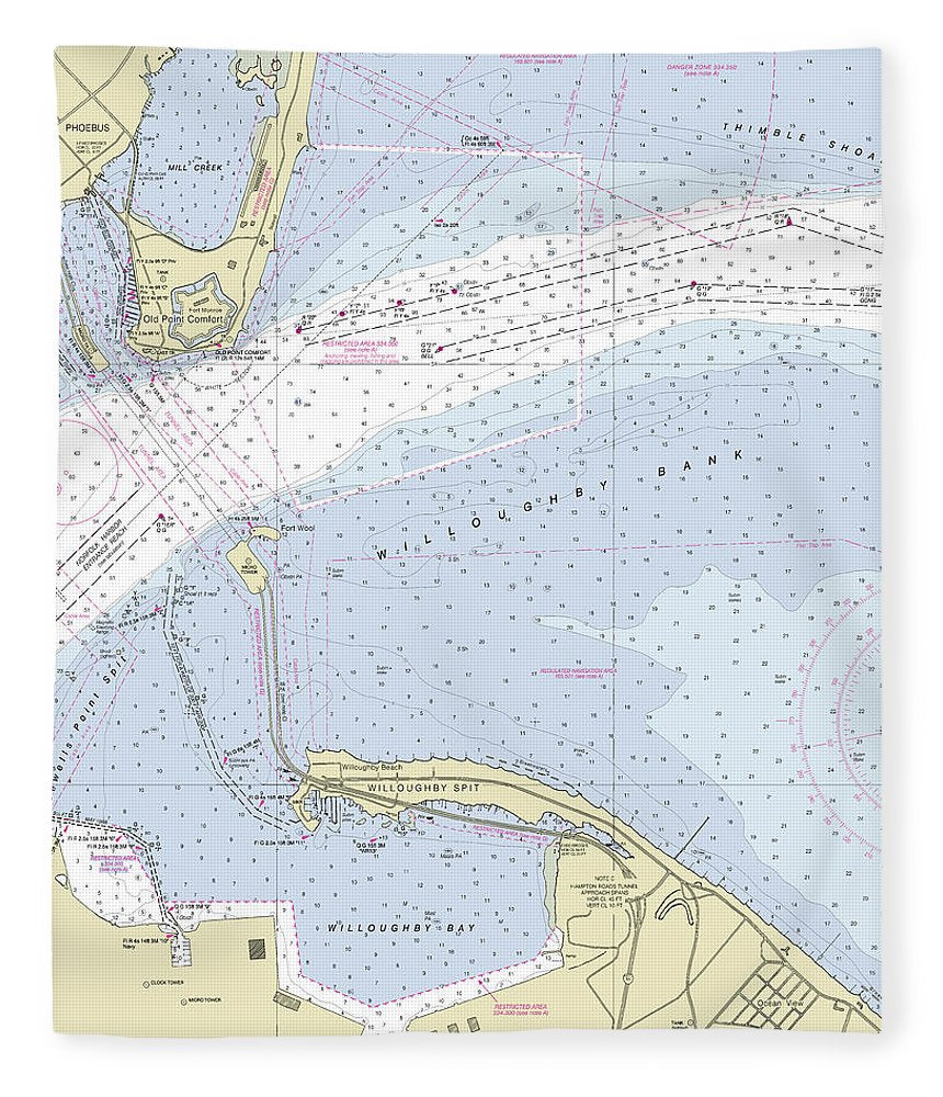 Chesapeake Bay Bridge Willoughby Bank Virginia Nautical Chart Blanket