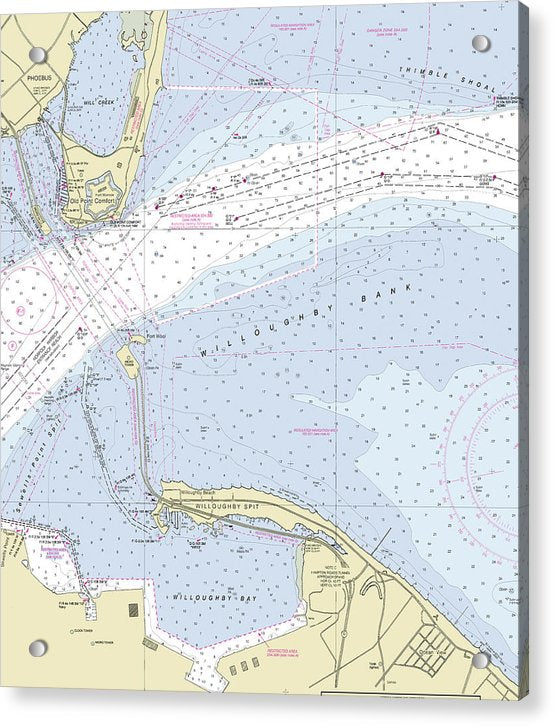 Chesapeake Bay Bridge Willoughby Bank Virginia Nautical Chart - Acrylic Print