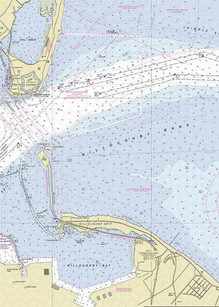 Chesapeake Bay Bridge Willoughby Bank Virginia Nautical Chart - Puzzle