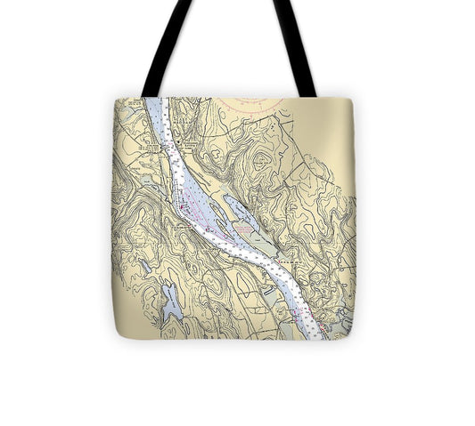 Chester Connecticut Nautical Chart Tote Bag