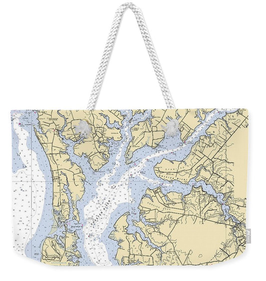Chester River-maryland Nautical Chart - Weekender Tote Bag