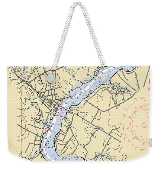 Chestertown-maryland Nautical Chart - Weekender Tote Bag