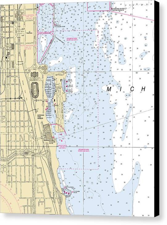 Chicago Burnham Park Harbor-lake Michigan Nautical Chart - Canvas Print