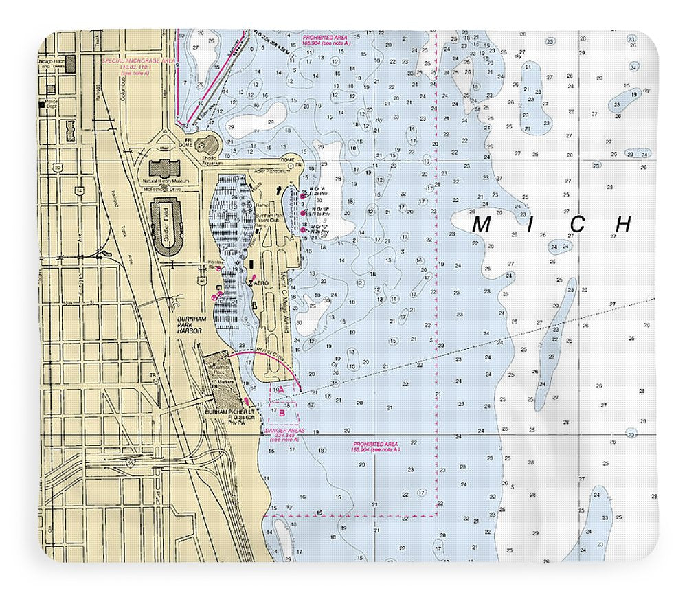 Chicago Burnham Park Harbor-lake Michigan Nautical Chart - Blanket