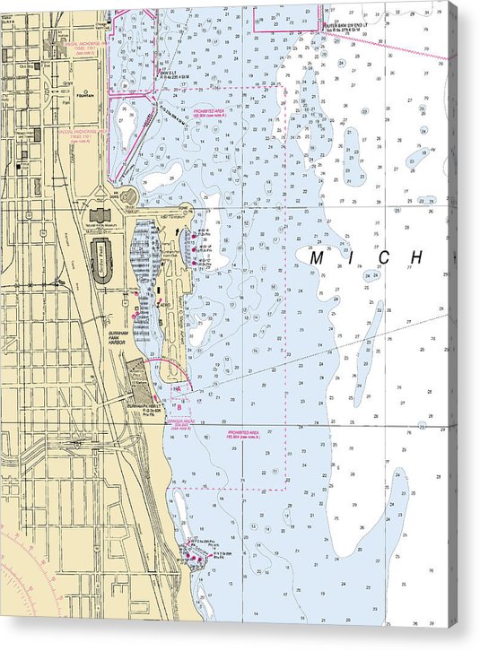 Chicago Burnham Park Harbor-Lake Michigan Nautical Chart  Acrylic Print