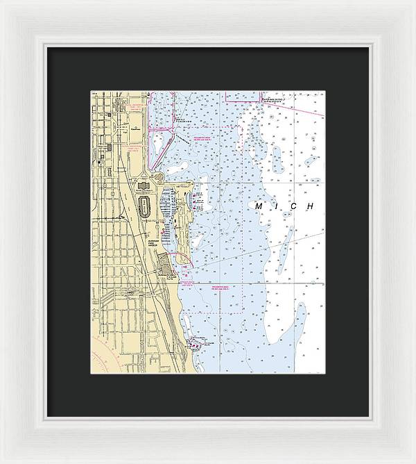 Chicago Burnham Park Harbor-lake Michigan Nautical Chart - Framed Print