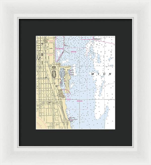 Chicago Burnham Park Harbor-lake Michigan Nautical Chart - Framed Print