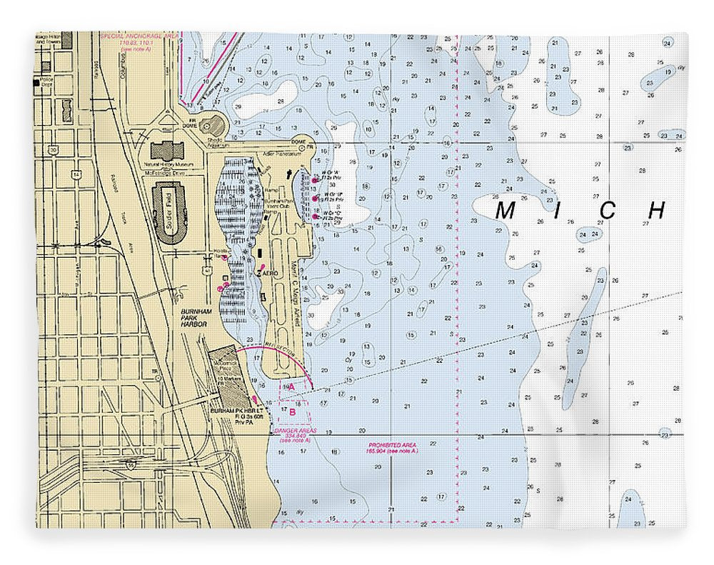 Chicago Burnham Park Harbor-lake Michigan Nautical Chart - Blanket