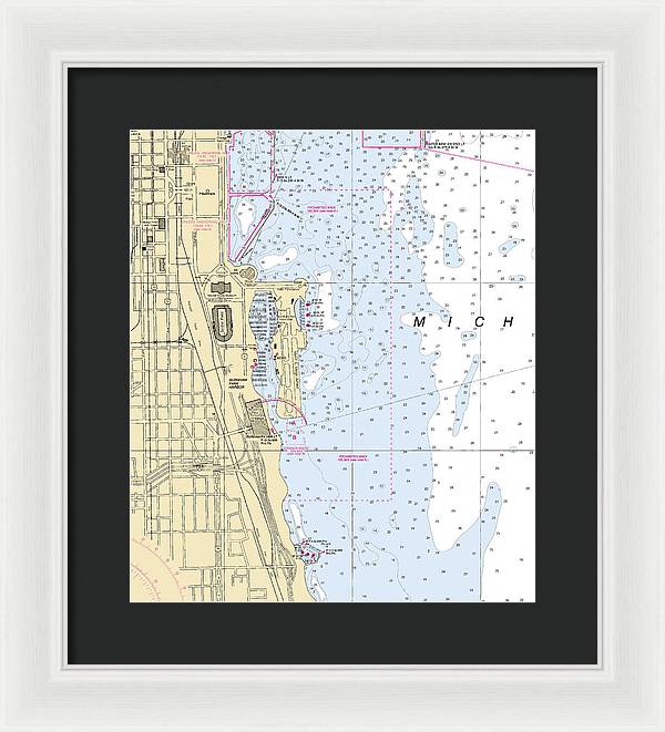 Chicago Burnham Park Harbor-lake Michigan Nautical Chart - Framed Print