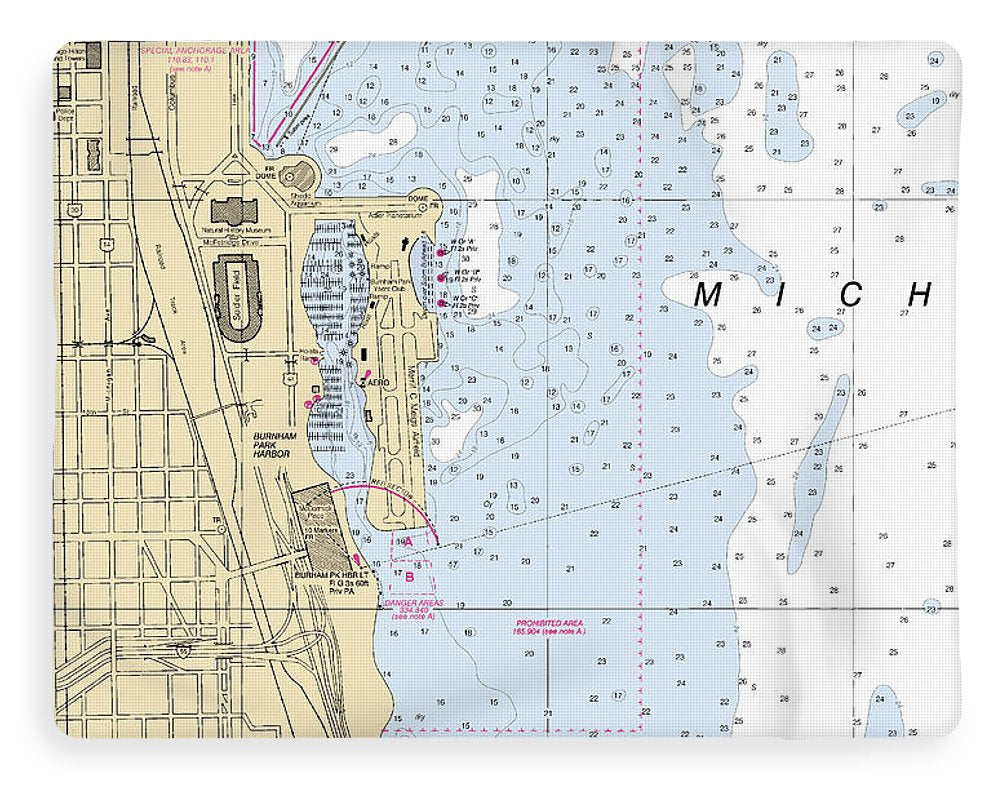 Chicago Burnham Park Harbor-lake Michigan Nautical Chart - Blanket