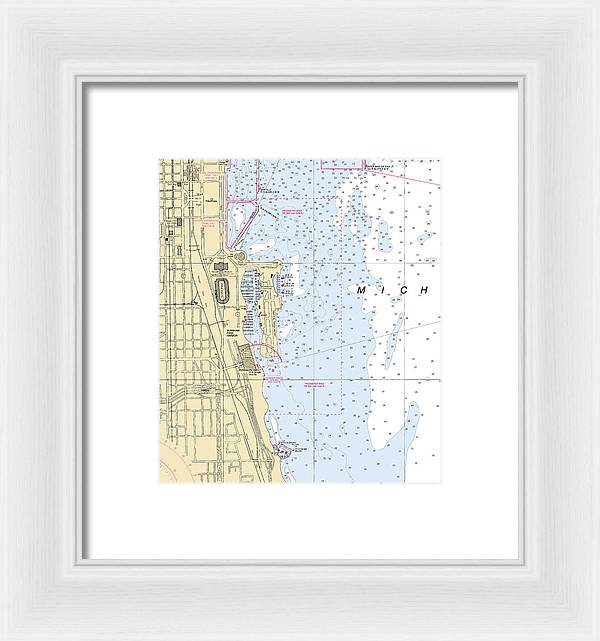 Chicago Burnham Park Harbor-lake Michigan Nautical Chart - Framed Print